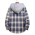 thumbnail image 4 of OGLCCG Men's Flannel Hoodie Plaid Shirts Jacket Casual Long Sleeve Button Down Lightweight Hooded Shirt 2023 Fall Fashion Tops, 4 of 5