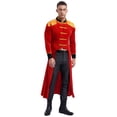 thumbnail image 3 of Eandarui Men's Soft Velvet Steampunk Stand Collar Jacket Ring Leader Tailcoat Outfits Red XL, 3 of 7