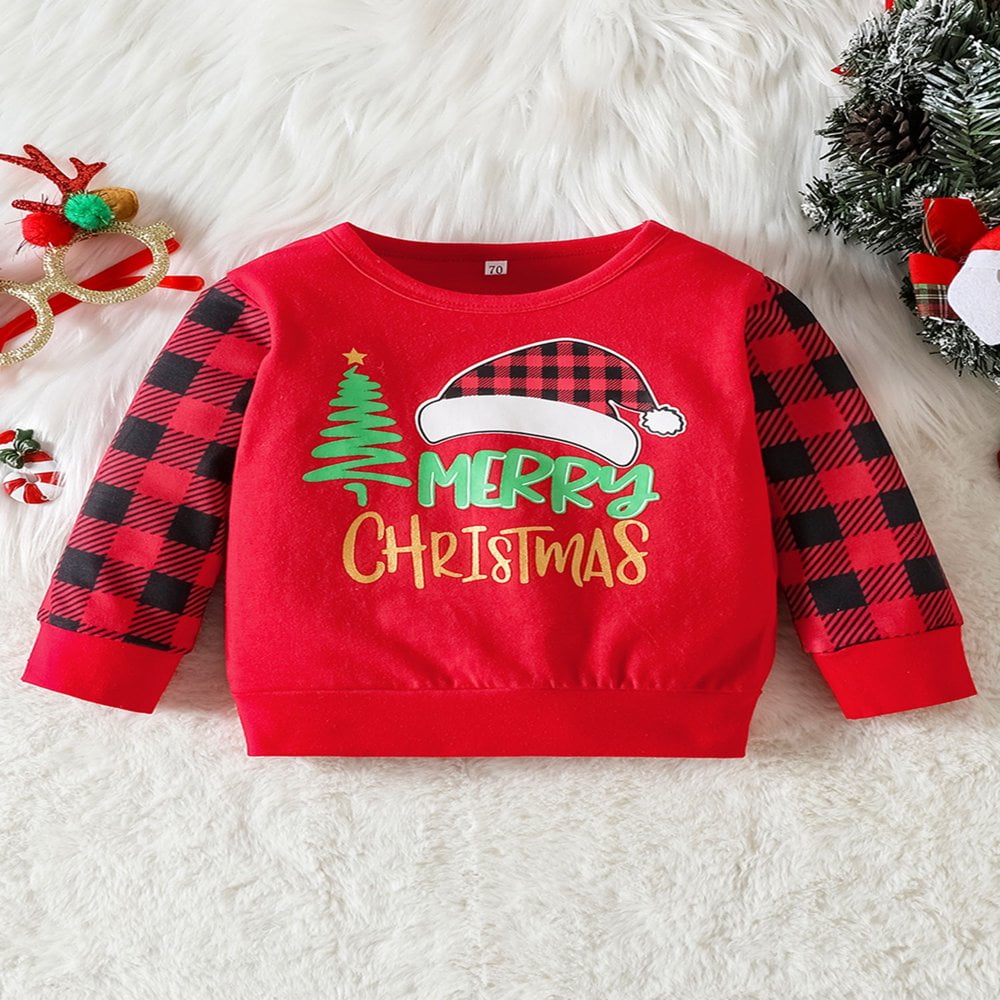 0-24 Mois Noël Bébé Fille Garçon 2Pcs Ensemble Lettre Impression