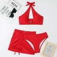 thumbnail image 5 of HAPIMO Women's 3Pc Bikini Sets Soild Color Sleeveless with Wrap Skirt Tropical Hawaii Swimsuit Trendy Bikini Summer Beach Red L, 5 of 5