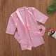 thumbnail image 2 of Pijamas de Color liso para niña, ropa de dormir de satén de seda, Kimono liso, bata para niño pequeño, 2 of 4