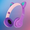 thumbnail image 1 of de Gato Auriculares Inalámbricos Estéreo RGB Orejeras Suaves Auriculares únicos para Jugadores Auriculares para Juegos Teléfonos Inte Púrpura B CUTICAT Auriculares inalámbricos Cat Ear, 1 of 8