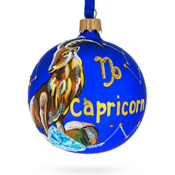 Capricorn Zodiac Horoscope Sign Glass Ball Christmas Ornament 3.25 Inches
