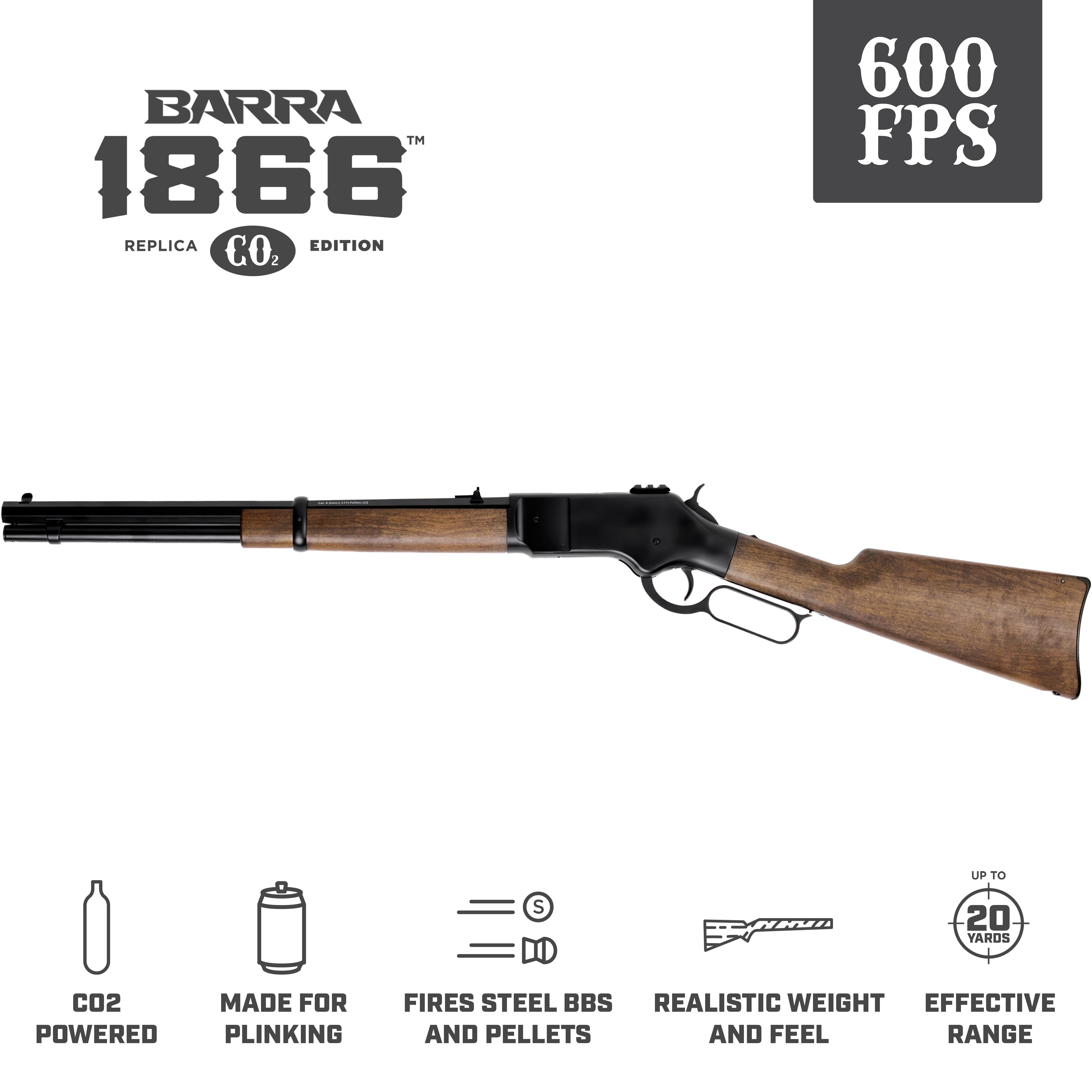 Barra 1866 CO2 Lever Action Rifle Black .177