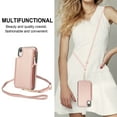 thumbnail image 2 of Wallet Case for Apple iPhone XR, with Crossbody Shoulder Strap & Hand Wrist Cards Holder Zipper Pocket Stand Feature Full Protective Shockpoof Phone Case for iPhone XR, Rosegold, 2 of 7