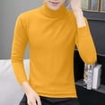 thumbnail image 2 of TFEOQRY Men's Pullover Turtleneck Sweater Knitted Casual Base Sweater Fall Winter Warm Solid Tops Yellow, 2 of 8