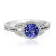 thumbnail image 1 of 14k White Gold Round Tanzanite and Diamond Ring, 1 of 2