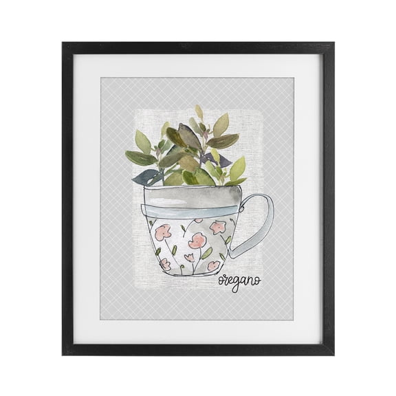 Stupell Industries Rustic Lodge Oregano Herb Mug Black Framed Print Under Glass, 13 x 16, by Livi Finn