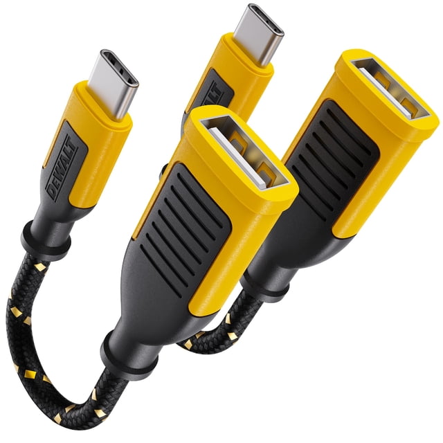 Adaptador DEWALT USB C macho a USB A hembra, paquete de 2