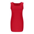 thumbnail image 6 of Trendy Dresses For Women 2026 Fashion Women's Square Neck Sleeveless Zipper Solid Dresses Casual Comfortable All Occasio Red M, 6 of 8