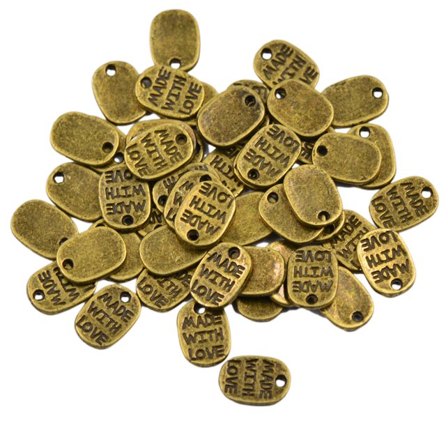 Paquete De 50 Perlas Ovaladas De Bronce Vintage HECHO CON AMOR Colgantes ovalados de bronce Sunnimix Bronce colgantes del encanto