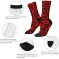thumbnail image 6 of N/A Red Leopard Pattern Print Adult Athletic Crew Socks Men Women Long 7-8.3 In 18-21cm, 6 of 8