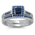 thumbnail image 2 of LaRaso & Co His Her Wedding Ring Set Blue Sapphire CZ TRIO Couples Rings 5/12, 2 of 7