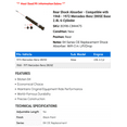 thumbnail image 2 of Rear Shock Absorber - Compatible with 1968 - 1972 Mercedes-Benz 280SE Base 2.8L 6-Cylinder 1969 1970 1971, 2 of 2