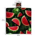 thumbnail image 2 of Watermelon Canvas Picnic Mat Waterproof Sandproof Beach Blanket Portable Outdoor Rug 72" x 59" Foldable with Carry Strap for Camping Hiking Travel Grass Green Stripes, 2 of 6