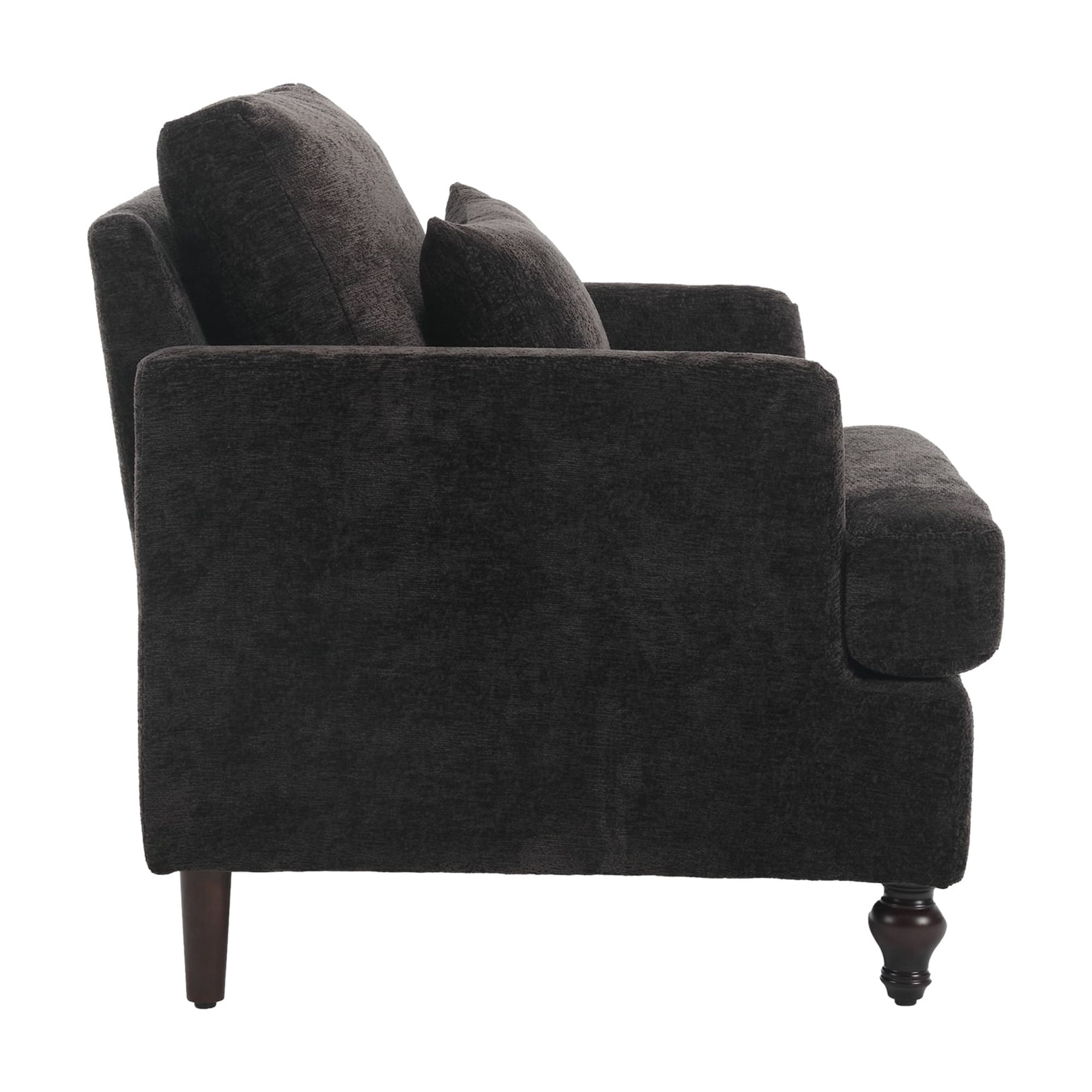 MAYEERTY Wood Frame Armchair, Modern Accent Chair Lounge Chair Tufted Club Chair, Mid Century Modern Arm Chairs with Studded, Solid Wood Frame, for Bedroom, Reading (Black Chenille)