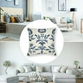 thumbnail image 5 of Blue Floral Block Print Pillow Set of 2 Flower Outdoor Decorative Throw Pillows Pillowcases Linen Cushion Case Decor for Home Sofa Couch Bed, 5 of 7