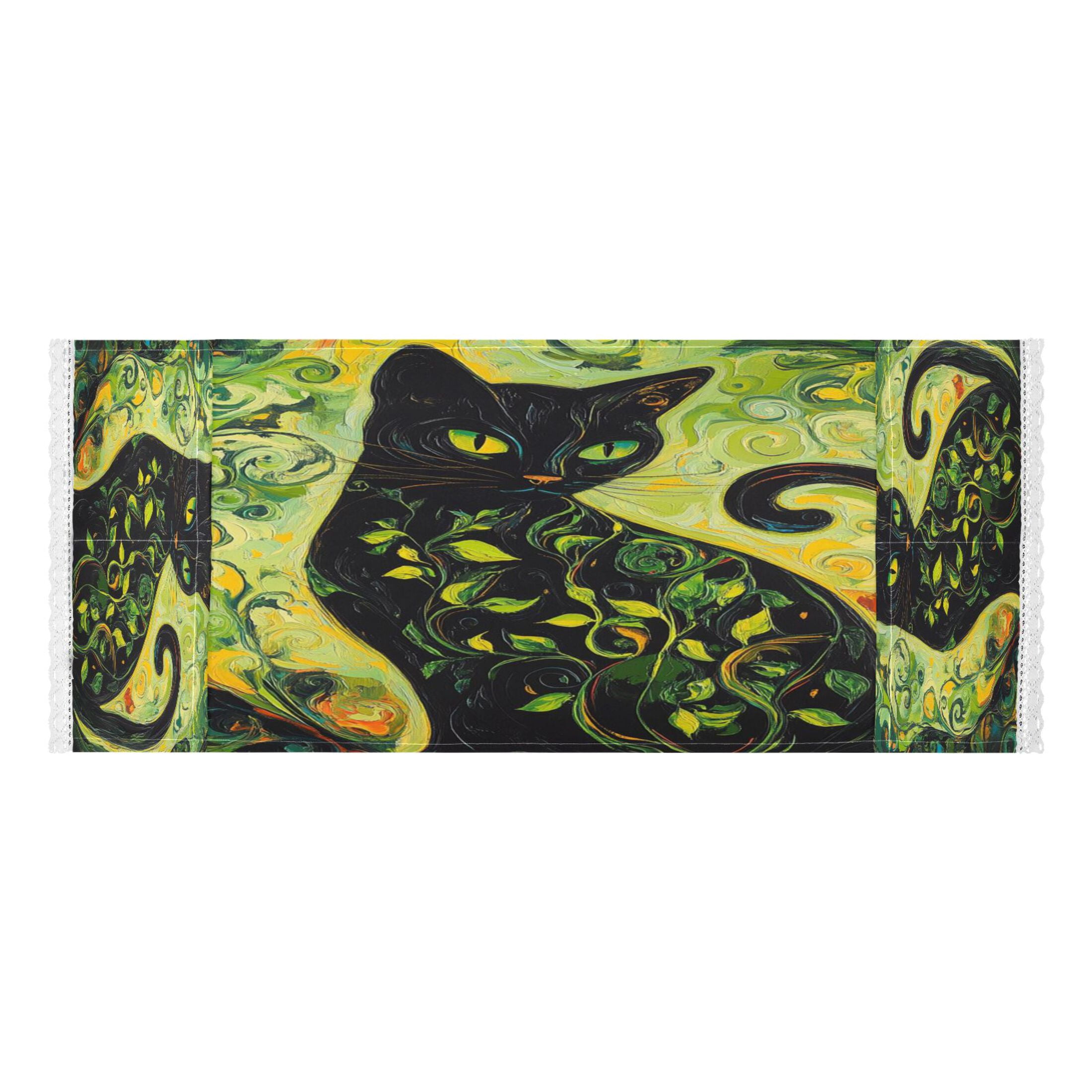 WOBOGO Black Cat with Vines Washing Machine Cloth Dryer Refrigerator Top Cover Protective Non-Slip Mat For Kitchen Laundry