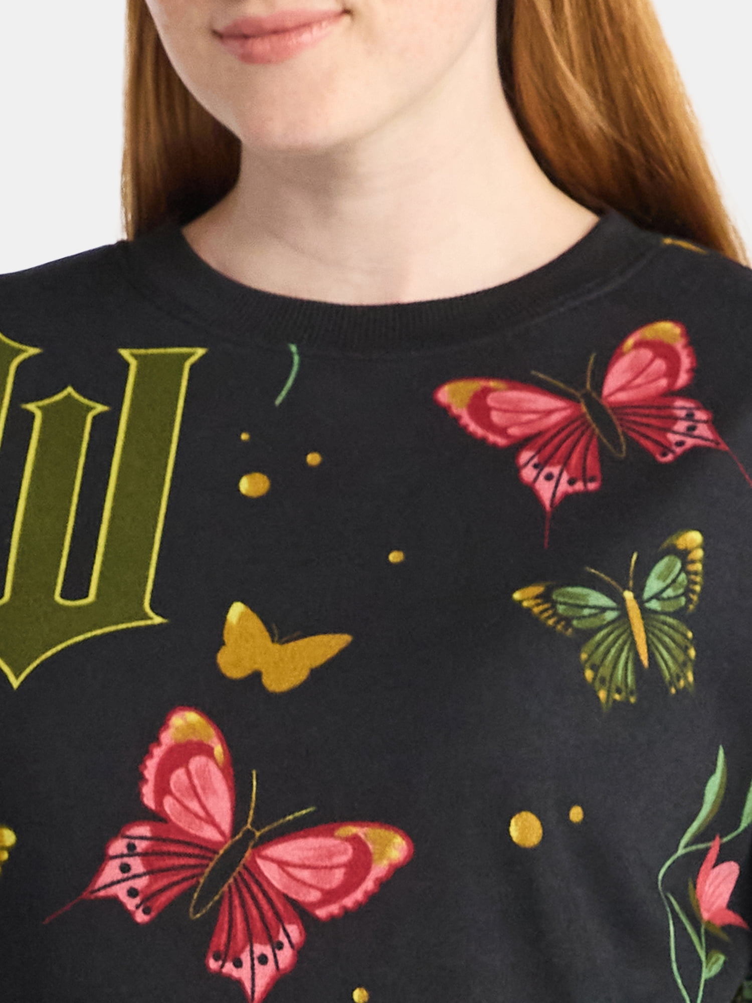 Wicked Women's Graphic Print Fleece Sweatshirt with Long Sleeves, Sizes XXS-XXL