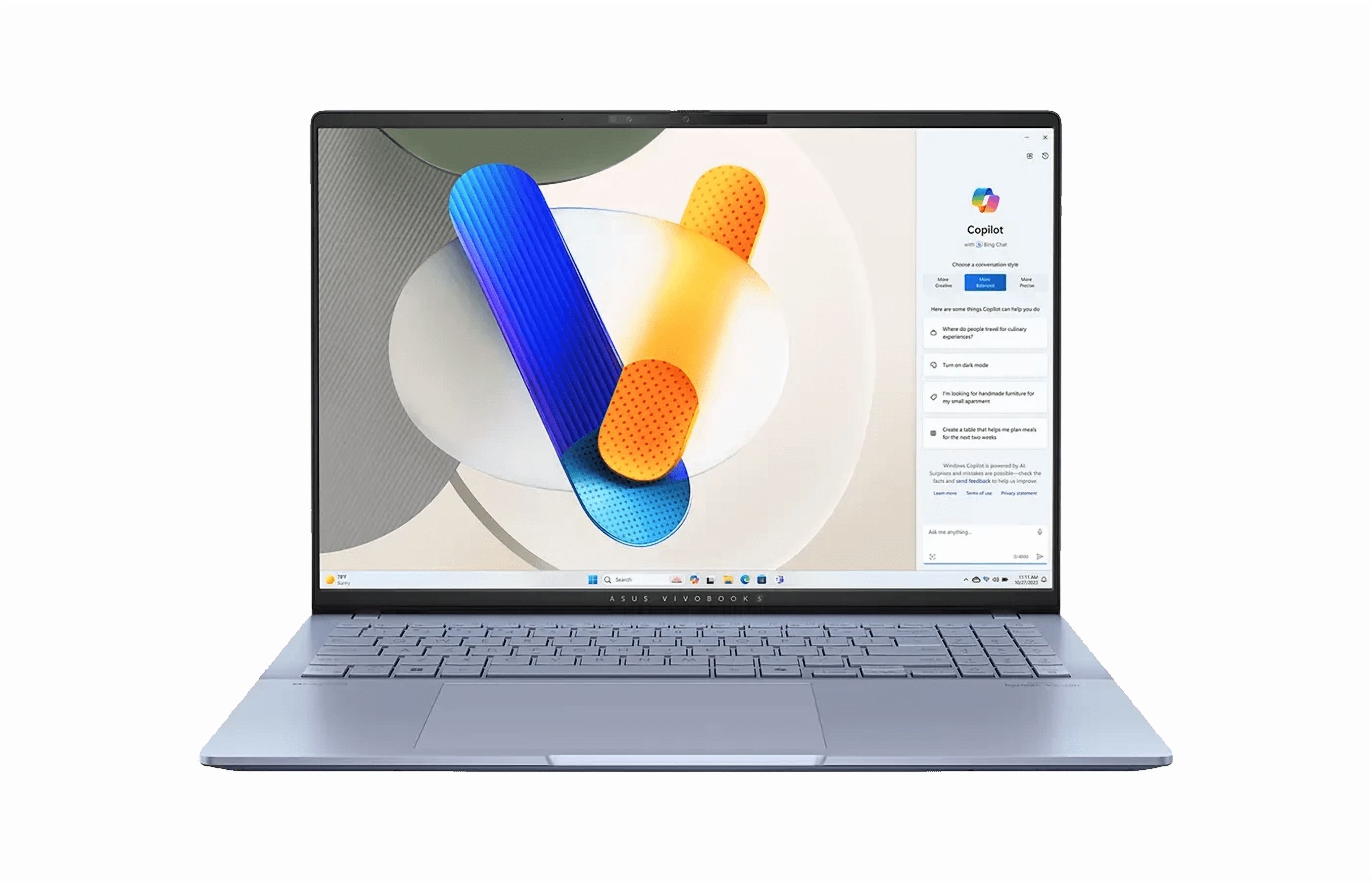 Asus Vivobook S16 Premium AI PC Laptop 16" 2.8k OLED 120Hz (600nits, 100% DCI-P3) Intel 16-core Ultra 9 285H 32GB DDR5 1TB SSD RGB Backlit Harman/kardon Wi-Fi7 FHD IR Privacy Camera Win11 Copilot+ AI