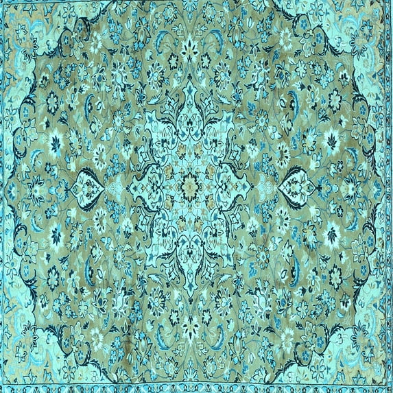 Ahgly Company Indoor Square Persian Light Blue Traditional Area Rugs, 7' Square