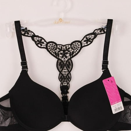 

Xmarks Womens Front Closure Lace Racer Back Push Up Seamless Bra Racerback Bra