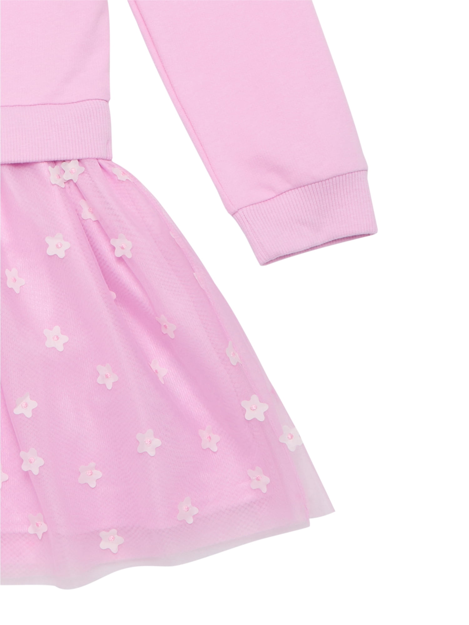 Wonder Nation Girls Sweatshirt Dress with Long Sleeves, Sizes 4-10