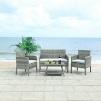 SAFAVIEH Outdoor Collection Aboka 4-Piece Patio Set Grey/Grey