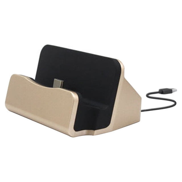 Cargador de escritorio USB tipo C con base de carga rápida y base de acoplamiento para dispositivos tipo C como 5, Lumia 950 XL, Pixel XL 10 y otros (plateado).