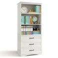 thumbnail image 2 of Bookshelf with Drawers, Lofka 69.7" Tall Bookcase with 3 Large Drawers & 3 Open Shelves for Home Office, Living Room, White, 2 of 10