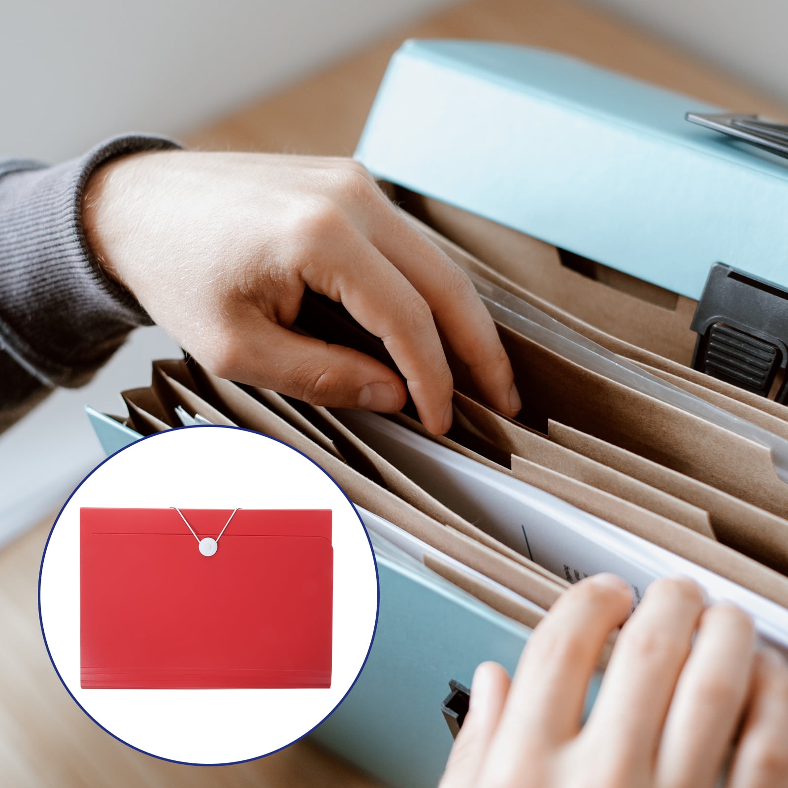 MLINS Portable Accordion File Folder Organizer with Binder Clips, Office Document Storage Bag for Home and Work