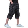 thumbnail image 1 of Dwelliawo Men's 3/4 Length Cargo Shorts Relaxed Fit Below Knee Capri Pants with Drawstring & Multiple Utility with White Label and Pockets Camouflage 2xL, 1 of 3