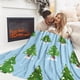 thumbnail image 5 of Decoraciones navideñas, manta de franela navideña con diseño de árbol de Navidad, escena de bosque nevado, manta estampada gruesa, felpa de doble cara, manta para la siesta, chal, manta de regalo navi, 5 of 6