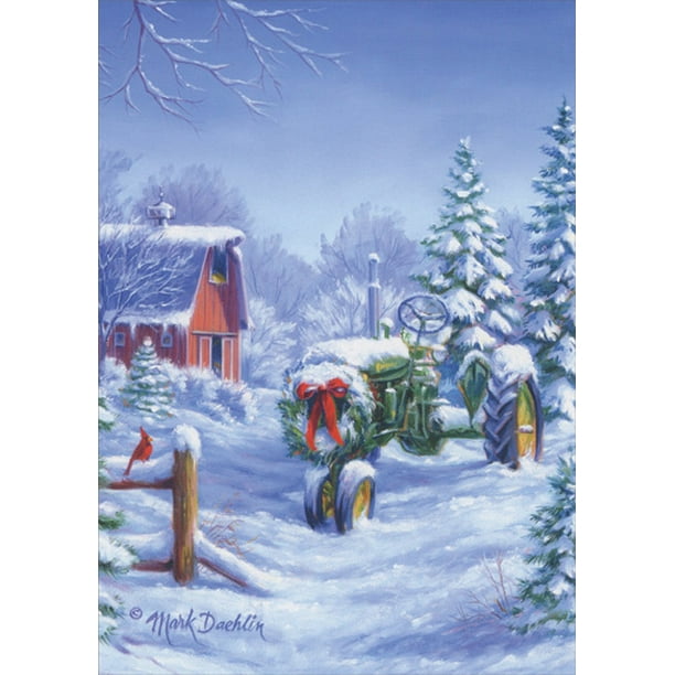 LPG Greetings Snow Covered John Deere Tractor Christmas Card - Walmart