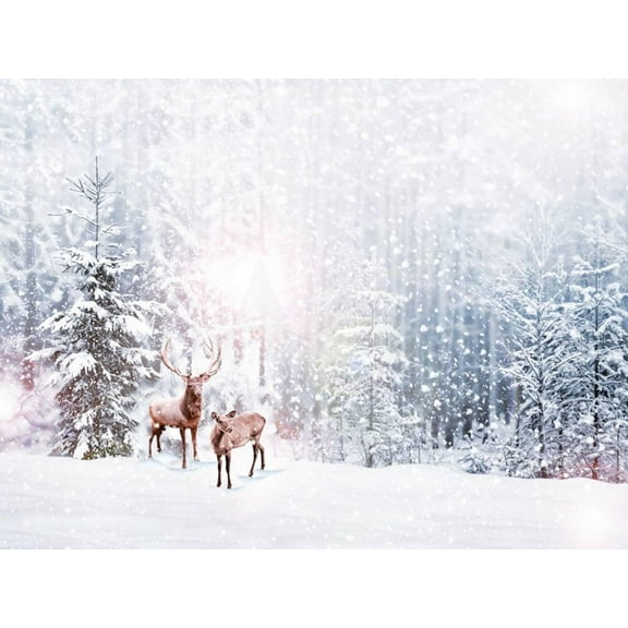 Forest in the Frost Winter Landscape Snow Covered Trees Deer, Animals Scenic Unframed Photographic Print Wall Art by Shutova Elena Sold by ArtCom