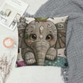 thumbnail image 2 of Qinduosi Throw Pillow Cover Cute Cartoon Elephant and Five on a Flowers Pillow Case Decorative Inches Outdoor Cushion Couch Sofa Pillowcases, 2 of 5