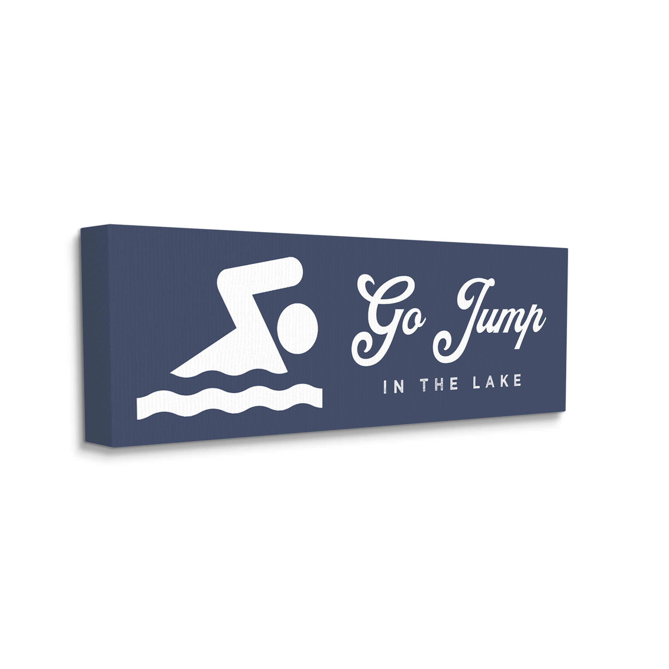 Go Jump In The Lake Swimming Sign Typography Graphic Art Gallery Wrapped Canvas Print Wall Art