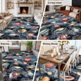thumbnail image 6 of Area Rug 72×108in, Retro Sea Marine Life Floor Carpet Living Room Rug, Watercolor Conch Shell Coral on Black Non-Slip Welcome Mat Indoor Rugs for Bedroom Dining Room, 6 of 9