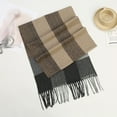 thumbnail image 2 of TEAJOPSUU Winter Warm Scarf for Men Soft Tassel Scarves Fashion British Plaid Large Oversized Scarves Wraps C-Khaki, 2 of 2
