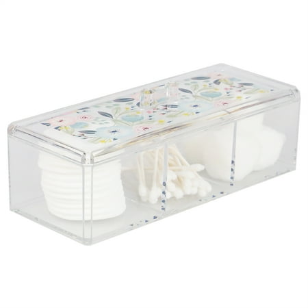 Home Basics Floral Plastic Cosmetic Box, Clear