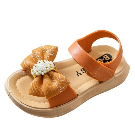 

Tengma Toddler Girl Sandals Fashion Kids Children Girls Spring Flower Strap Princess Dance Party Dress Baby Shoes for Kids Sandals for Girls （Orange Size: 27）