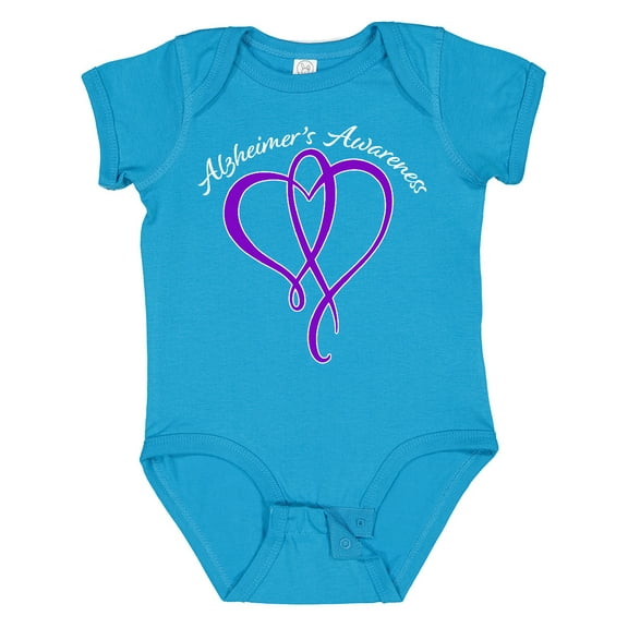 Inktastic Alzheimer's Awareness Purple Ribbon Heart Boys or Girls Baby Bodysuit