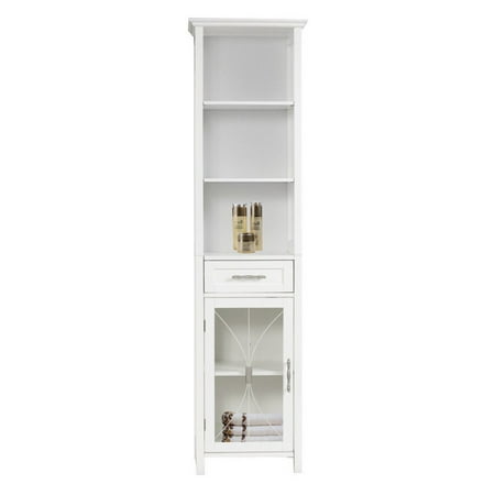 - Napoleon Linen Tower with One Door and Three Open Shelves, White