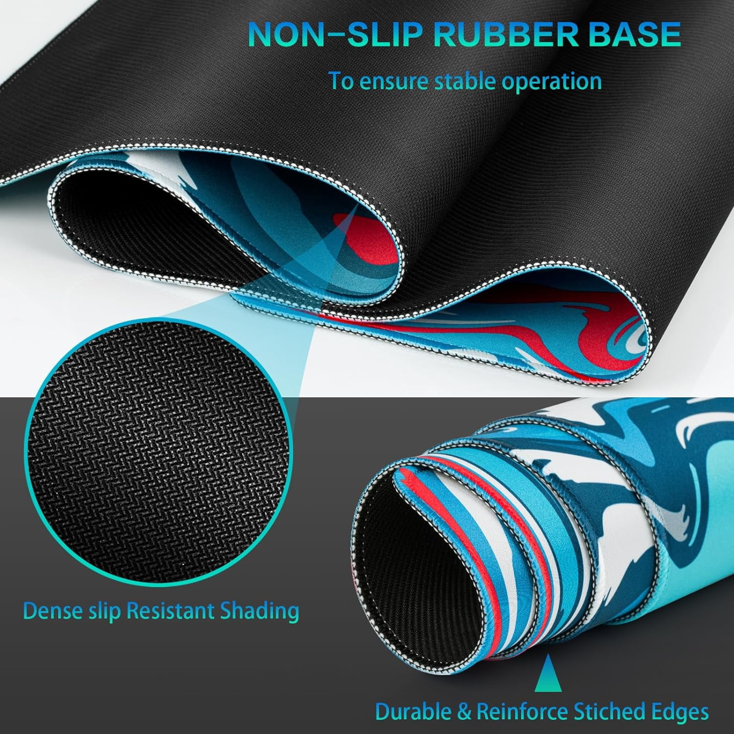 Gaming Mouse Pad, Fluid Pattern Mouse Pad 31.5x15.7inch Large Extended Computer Mouse Mat Keyboard Full Desk Mousepad for Gaming, Office, Home