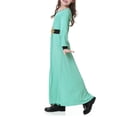 thumbnail image 6 of Girls Long Sleeve Crew Neck Dress, Solid Color Maxi Dress for Kids, Comfortable Everyday Casual Wear, Loose Fit Stretchy Dress for School and Play Light Green XXXL, 6 of 8