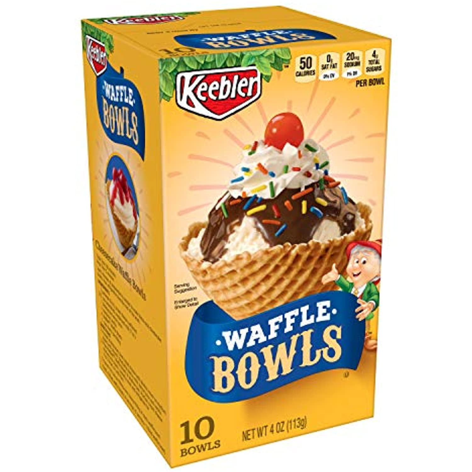 Keebler Ice Cream Cones, Waffle Bowls, 4 Oz (10 Ct)