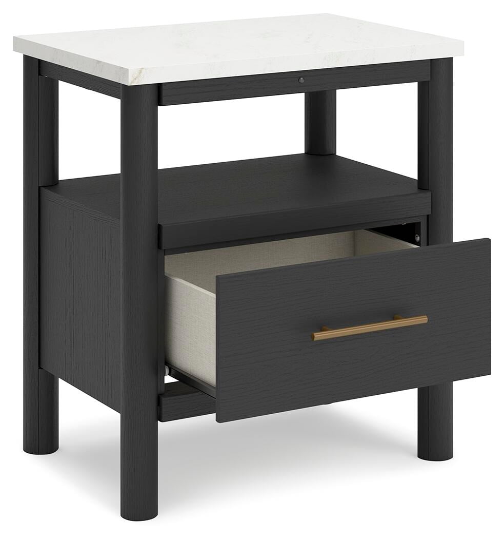 Signature Design by Ashley Cadmori Nightstand with Light and Wireless Charging, Black/White