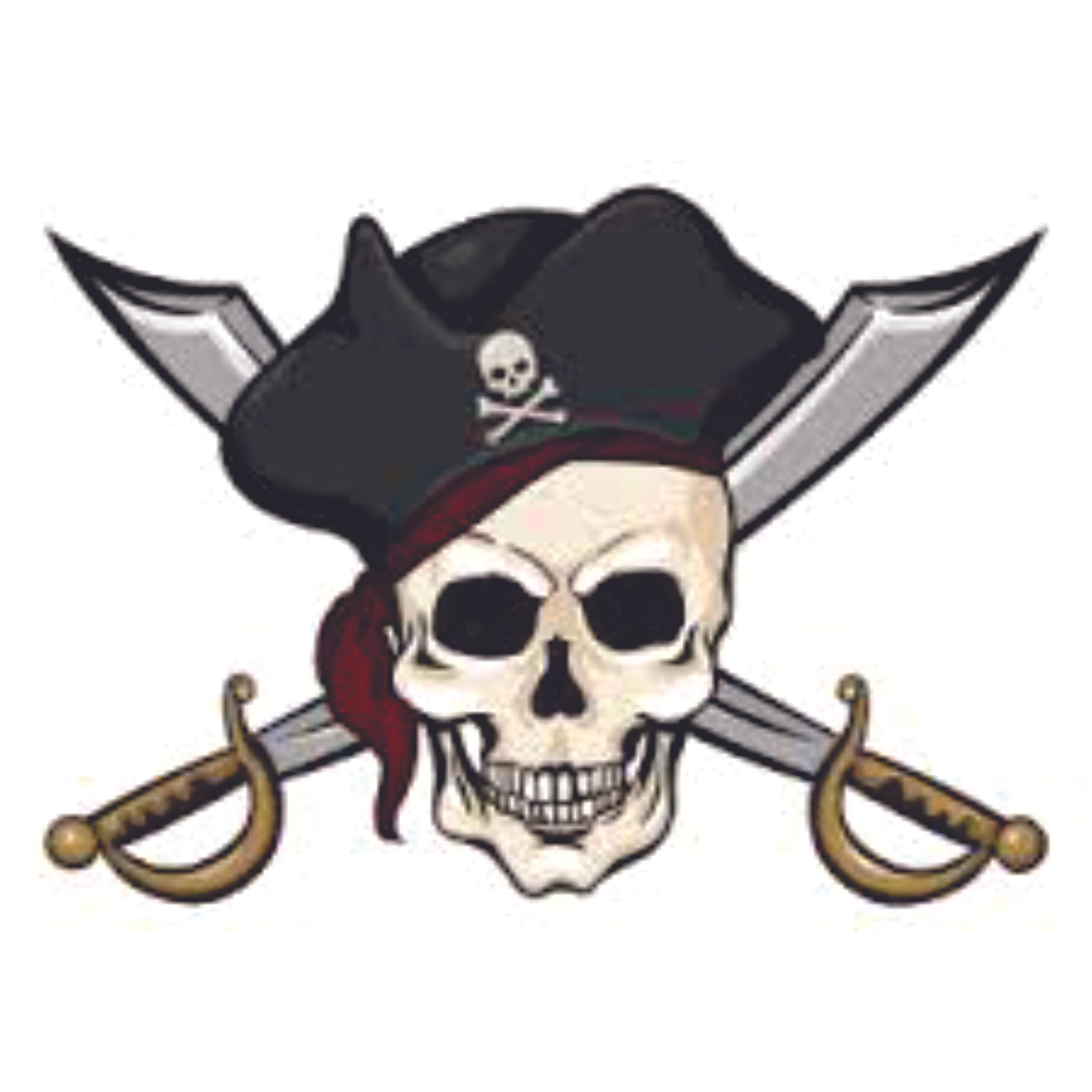 Skull & Crossbones Pirate Wall Art Decals/Stickers Various Colours & Sizes 