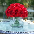 thumbnail image 2 of Enova Home Artificial Flowers 18 Heads Silk Roses Fake Flowers Arrangement in Cube Glass Vase with Faux Water for Home Office Wedding Decoration (Red), 2 of 4
