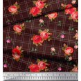 thumbnail image 3 of Soimoi Polyester Crepe Fabric Check,Leaves & Rose Flower Print Sewing Fabric Yard 52 Inch Wide, 3 of 3
